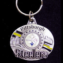 Pittsburgh Steelers Oval Carved Metal Key Chain