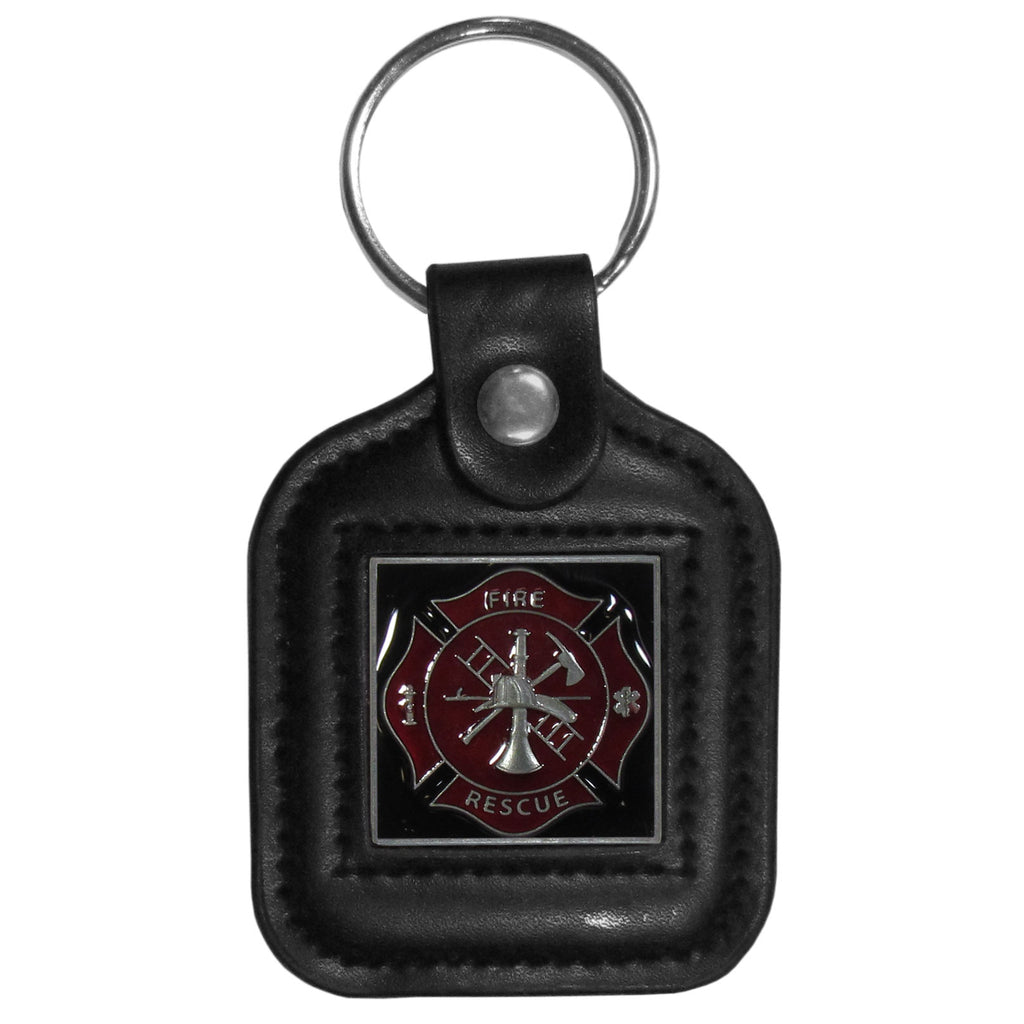 Firefighter Square Leather Key Chain