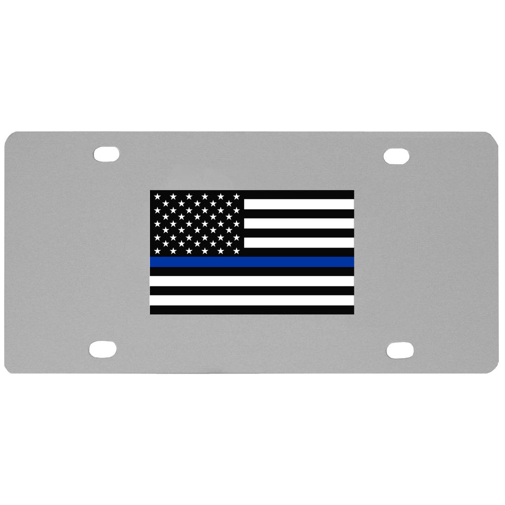 Thin Blue Line Police Flag License Plate Wall Plaque