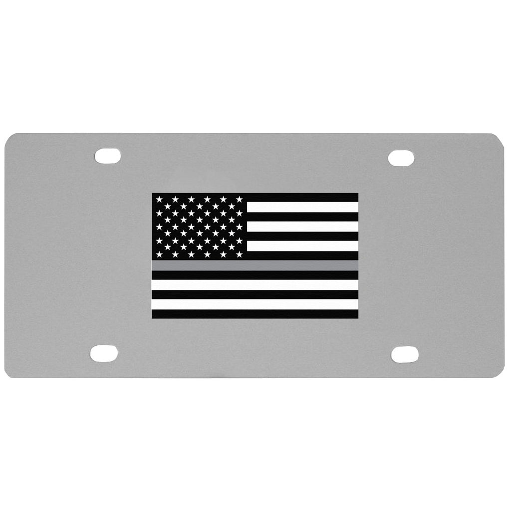 Thin Gray Line Veterans Flag License Plate Wall Plaque