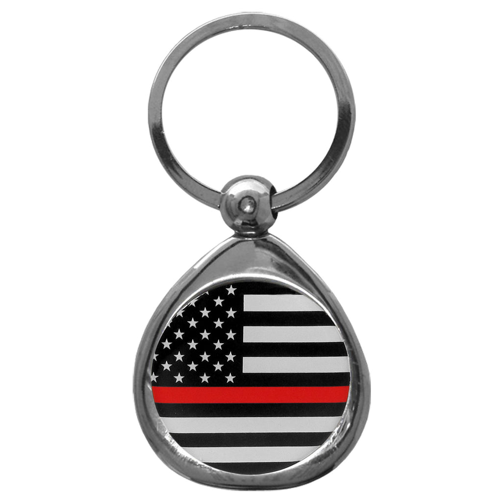 Thin Red Line Firefighter Flag Chrome Key Chain