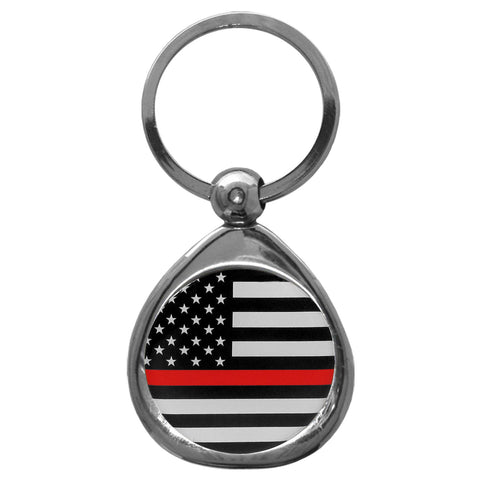 Thin Red Line Firefighter Flag Chrome Key Chain