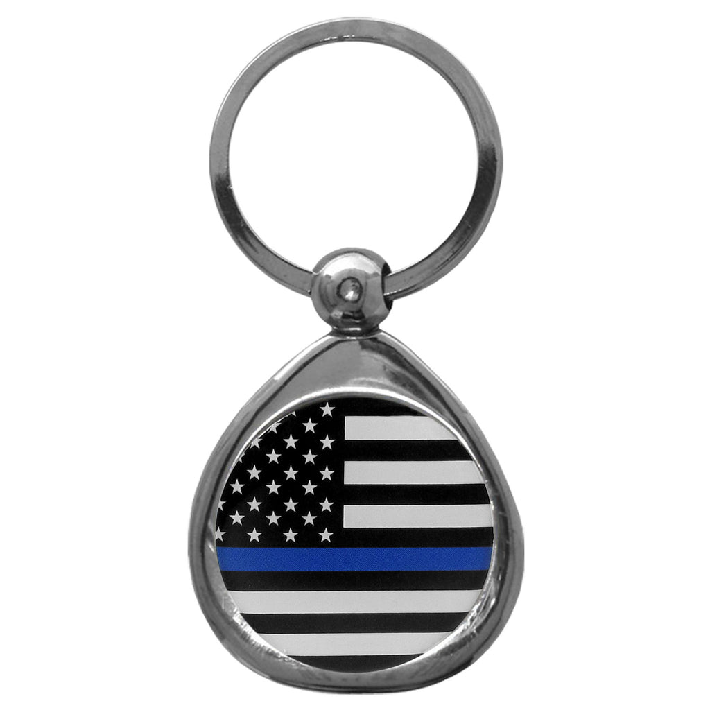 Thin Blue Line Navy Flag Chrome Key Chain