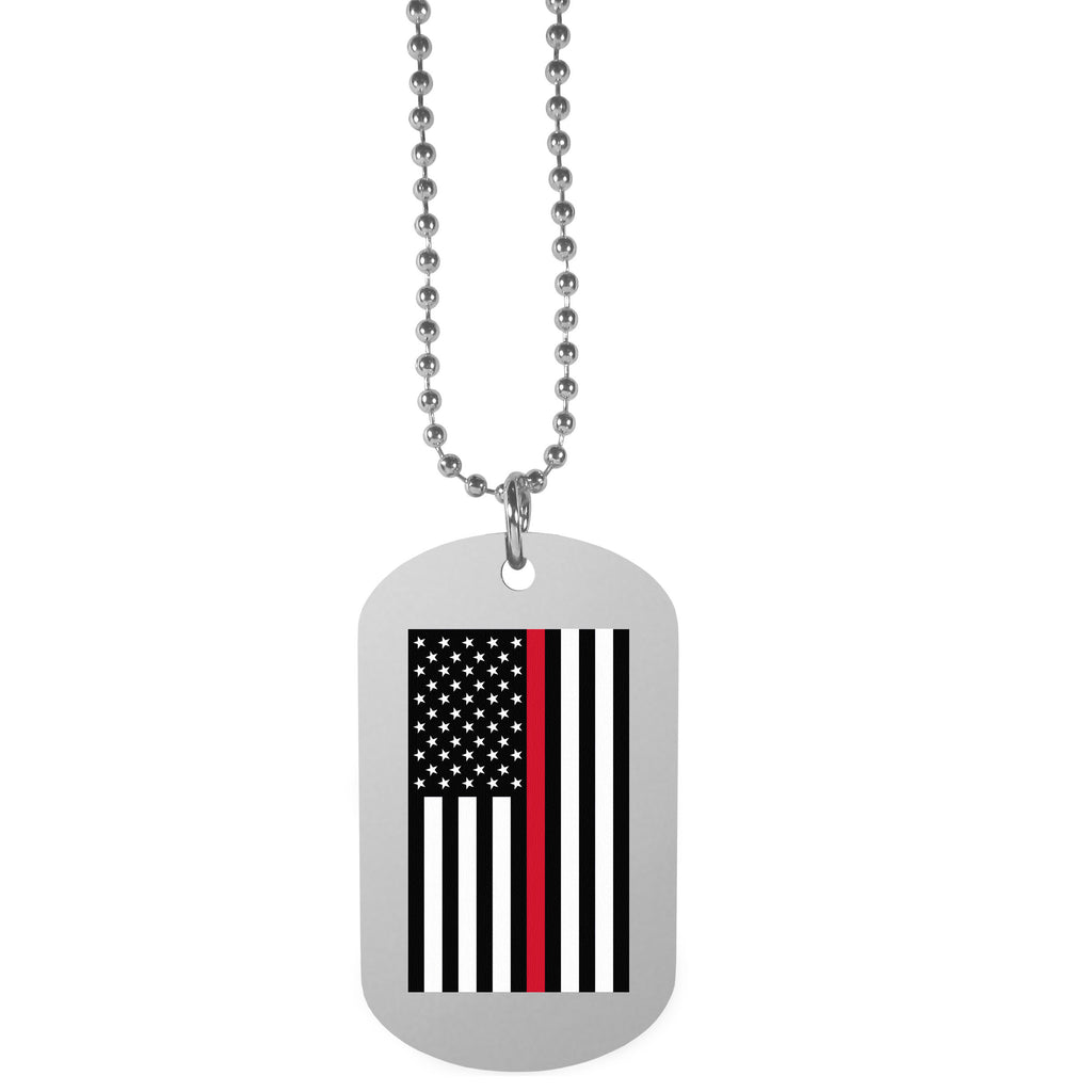 Thin Red Line Firefighter Flag Tag Necklace