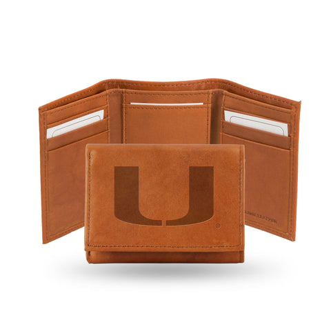 Miami Of Ohio Redhawks Trifold Wallet - Pecan Cowhide