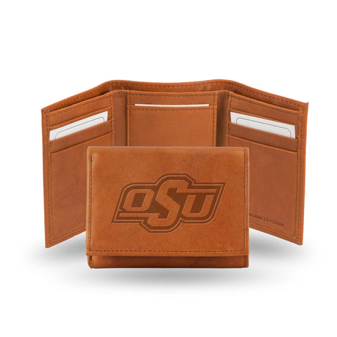 Oklahoma State Cowboys Trifold Wallet - Pecan Cowhide