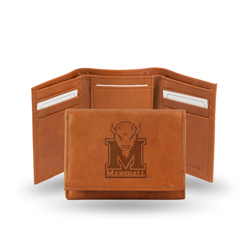 Marshall Thundering Herd Trifold Wallet - Pecan Cowhide