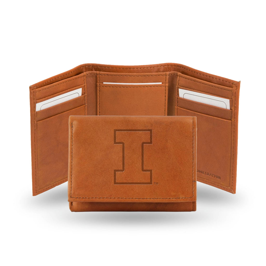 Illinois Fighting Illini Trifold Wallet - Pecan Cowhide