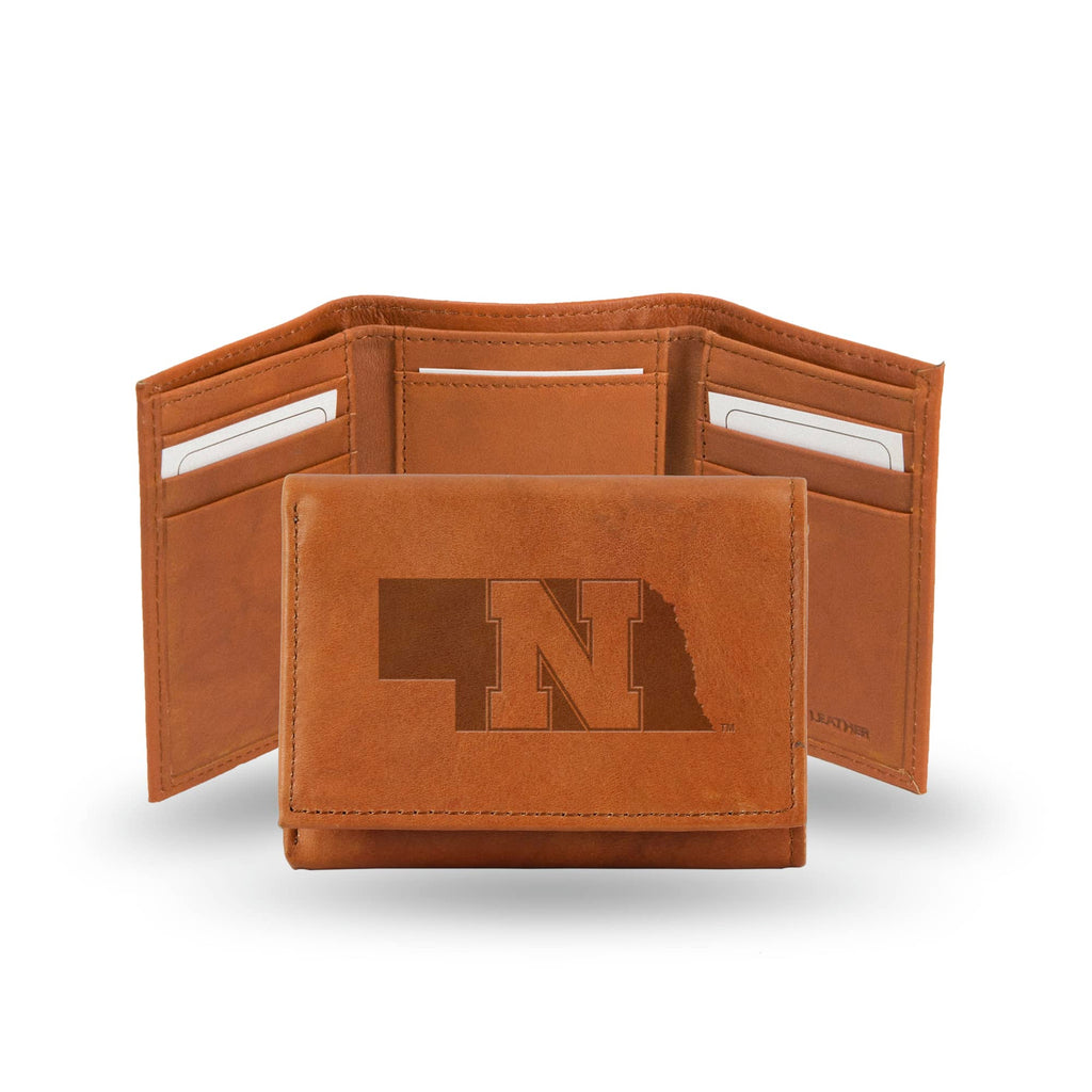 Nebraska Cornhuskers Trifold Wallet - Pecan Cowhide