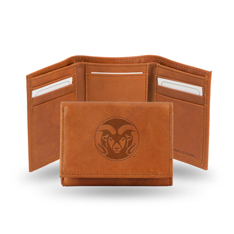 Colorado State Rams Trifold Wallet - Pecan Cowhide