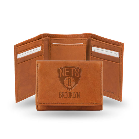 New Jersey Nets Trifold Wallet - Pecan Cowhide