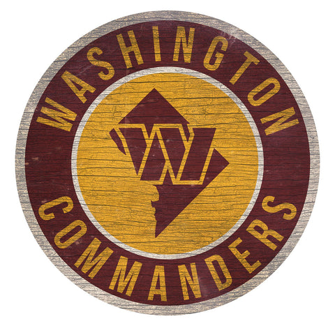 Washington Huskies Commanders Sign Wood 12 Inch Round State Design