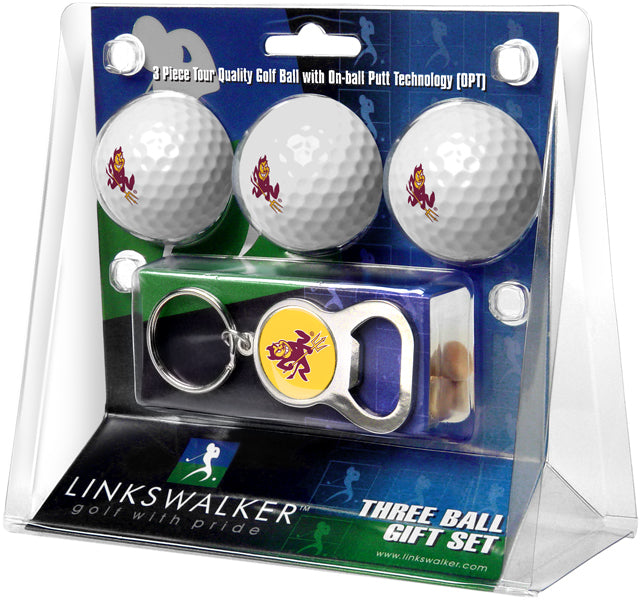 Arizona State Sun Devils 3 Ball Gift Pack with Key Chain Bottle -  Opener