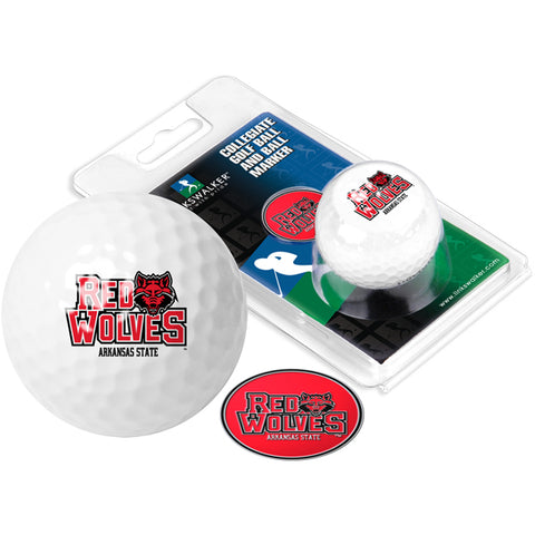 Arkansas State Red Wolves Golf Ball One Pack with Marker