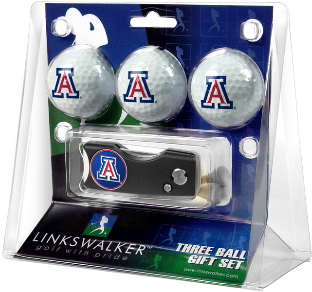 Arizona Wildcats Spring Action Divot Tool 3 Ball Gift Pack