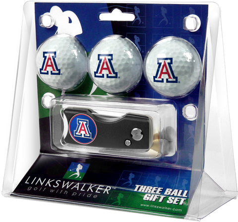 Arizona Wildcats Spring Action Divot Tool 3 Ball Gift Pack
