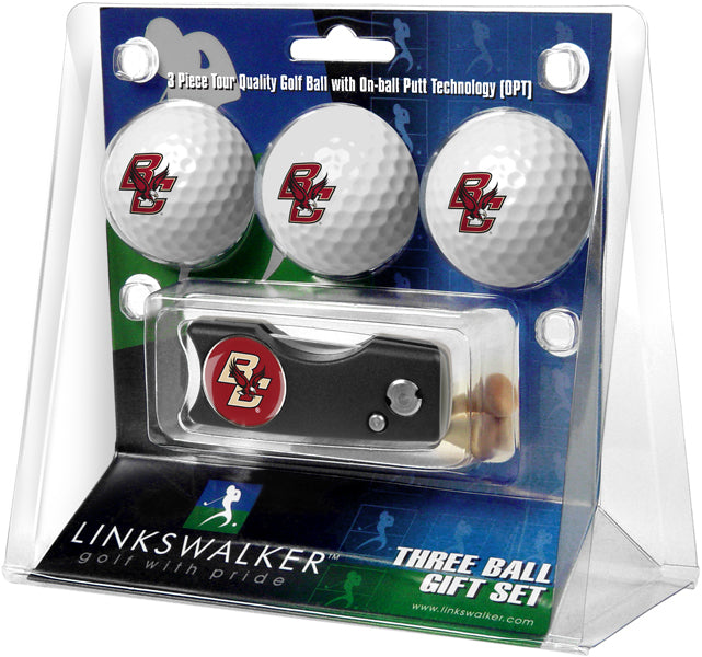 Boston College Eagles Spring Action Divot Tool 3 Ball Gift Pack