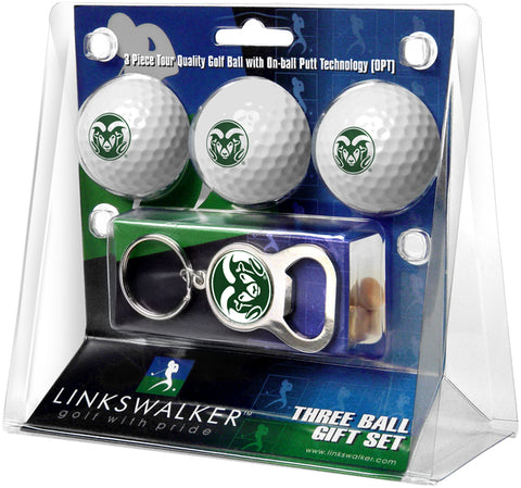 Colorado State Rams 3 Ball Gift Pack with Key Chain Bottle -  Opener