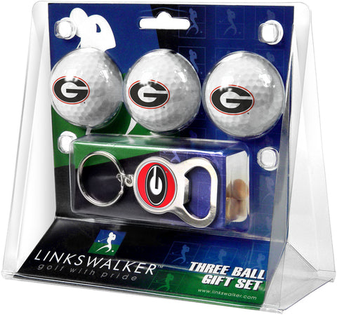 Georgia Bulldogs 3 Ball Gift Pack with Key Chain Bottle -  Opener