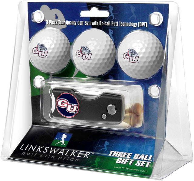 Gonzaga Bulldogs Spring Action Divot Tool 3 Ball Gift Pack