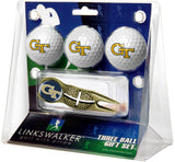 Georgia Tech Yellow Jackets Gold Crosshair Divot Tool 3 Ball Gift Pack