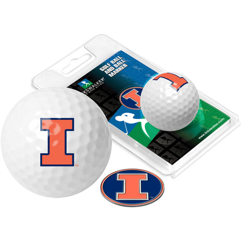 Illinois Fighting Illini Golf Ball One Pack with Marker