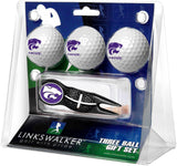 Kansas State Wildcats Black Crosshair Divot Tool 3 Ball Gift Pack  -  Black 