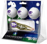 Kansas State Wildcats Gold Crosshair Divot Tool 3 Ball Gift Pack  -  Gold