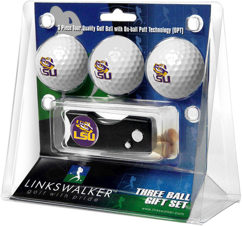 LSU Tigers Spring Action Divot Tool 3 Ball Gift Pack