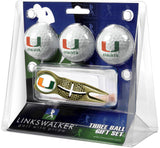Miami Hurricanes Gold Crosshair Divot Tool 3 Ball Gift Pack