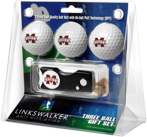 Mississippi State Bulldogs Spring Action Divot Tool 3 Ball Gift Pack