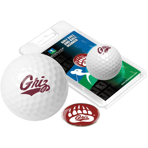Montana Grizzlies Golf Ball One Pack with Marker
