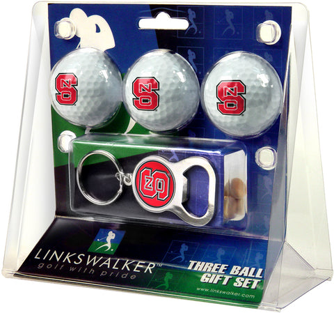 NC State Wolfpack 3 Ball Gift Pack with Key Chain Bottle -  Opener
