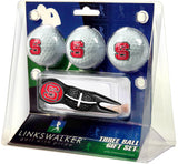 NC State Wolfpack Black Crosshair Divot Tool 3 Ball Gift Pack  -  Black 