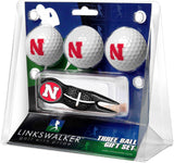 Nebraska Cornhuskers Black Crosshair Divot Tool 3 Ball Gift Pack  -  Black 