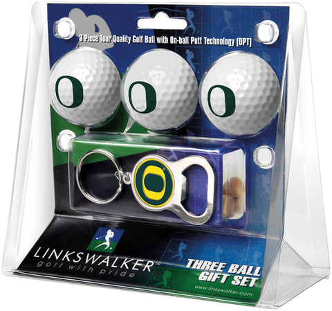 Oregon Ducks 3 Ball Gift Pack with Key Chain Bottle -  Opener