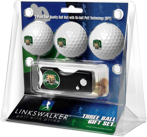 Ohio University Bobcats Spring Action Divot Tool 3 Ball Gift Pack