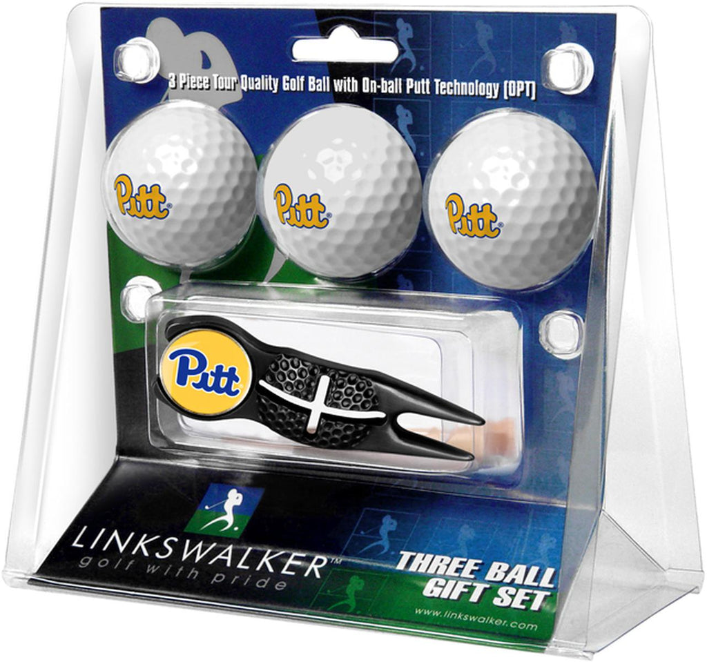 Pittsburgh Panthers Black Crosshair Divot Tool 3 Ball Gift Pack