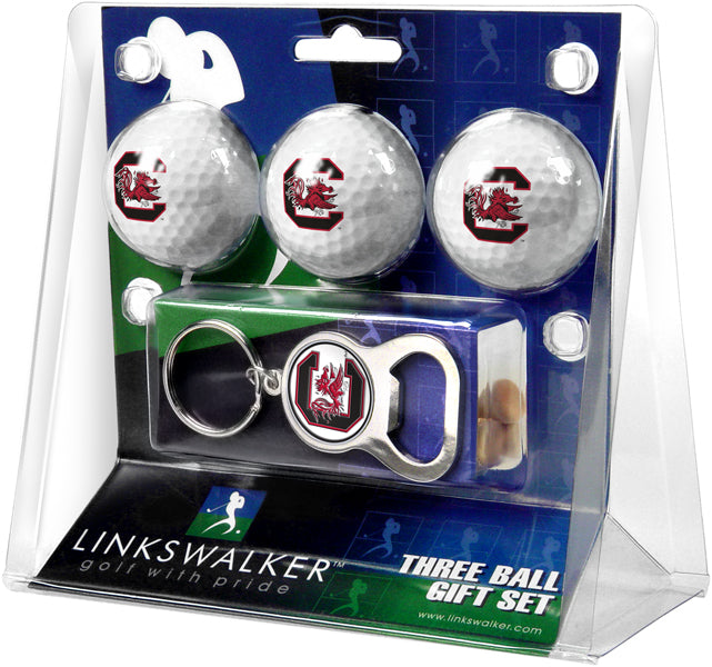 South Carolina Gamecocks 3 Ball Gift Pack with Key Chain Bottle -  Opener
