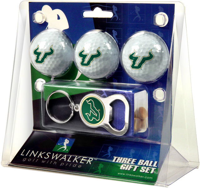 South Florida Bulls 3 Ball Gift Pack with Key Chain Bottle -  Opener