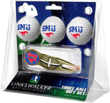 Southern Methodist University Mustangs Gold Crosshair Divot Tool 3 Ball Gift Pack  -  Gold