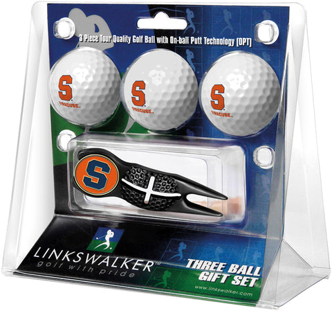 Syracuse Orange Black Crosshair Divot Tool 3 Ball Gift Pack  -  Black 