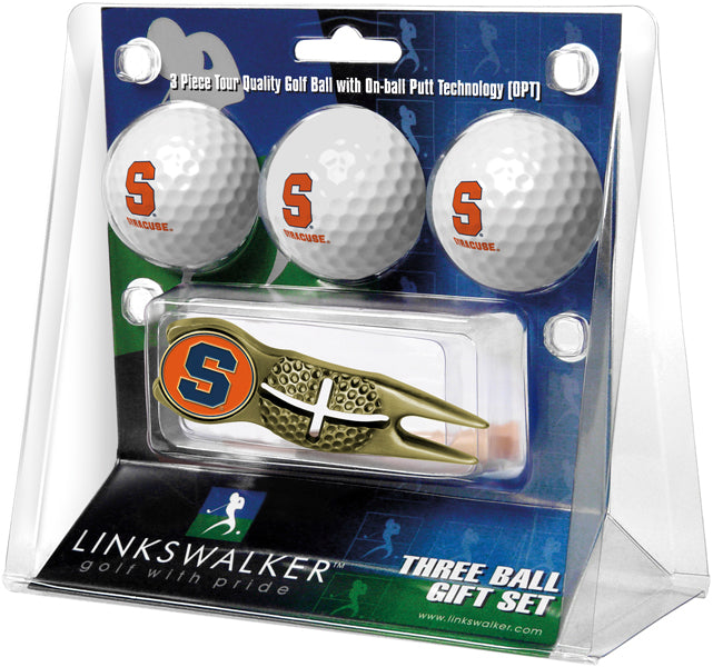 Syracuse Orange Gold Crosshair Divot Tool 3 Ball Gift Pack  -  Gold