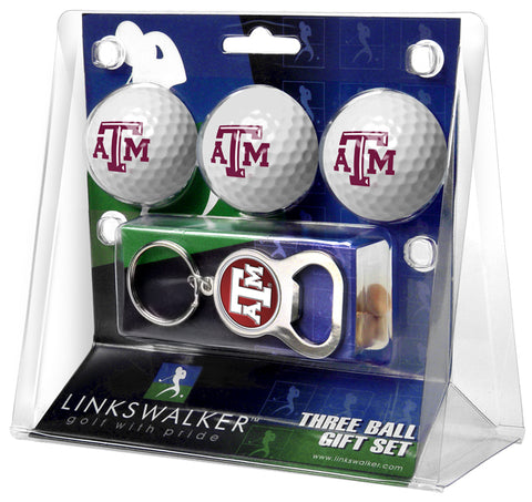 Texas A&M Aggies 3 Ball Gift Pack with Key Chain Bottle -  Opener