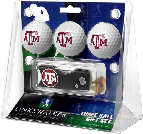 Texas A&M Aggies Spring Action Divot Tool 3 Ball Gift Pack