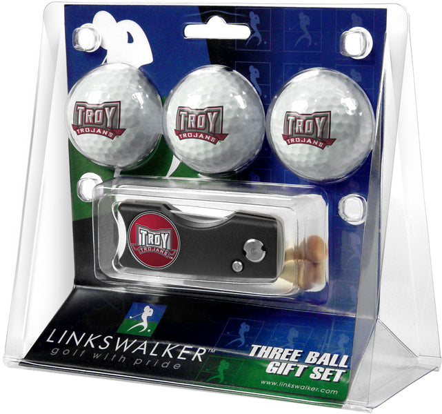 Troy Trojans Spring Action Divot Tool 3 Ball Gift Pack