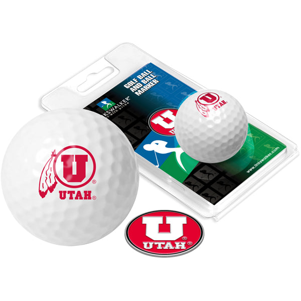 Utah Utes Golf Ball One Pack with Marker