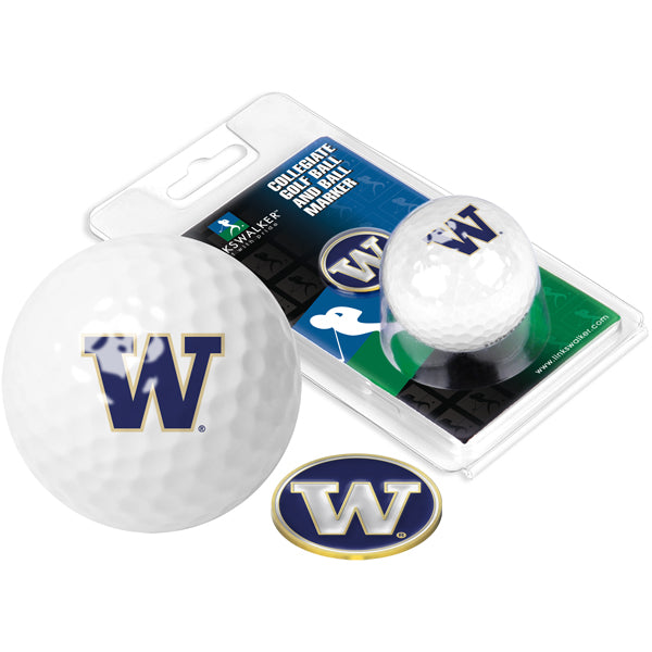 Washington Huskies Golf Ball One Pack with Marker