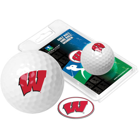 Wisconsin Badgers Golf Ball One Pack with Marker