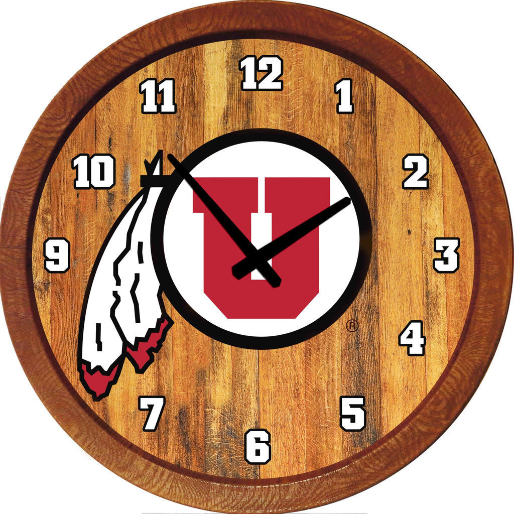 Utah Utes 20” Barrel Top Clock Branded (Plastic) 
